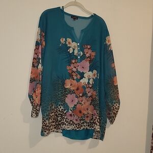 Teal Tropical Lightweight XL Top and Camisole